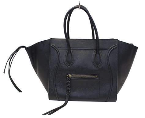 celine nano luggage black grained leather tote|Celine large phantom luggage tote.